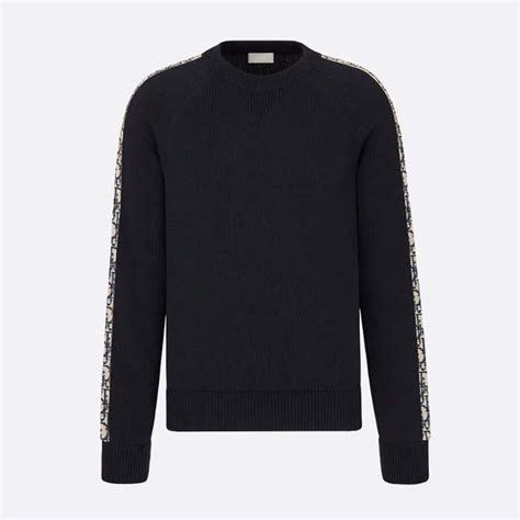 sweater with dior oblique band|Sweater with Dior Oblique Inserts Deep Blue Cotton Jersey.